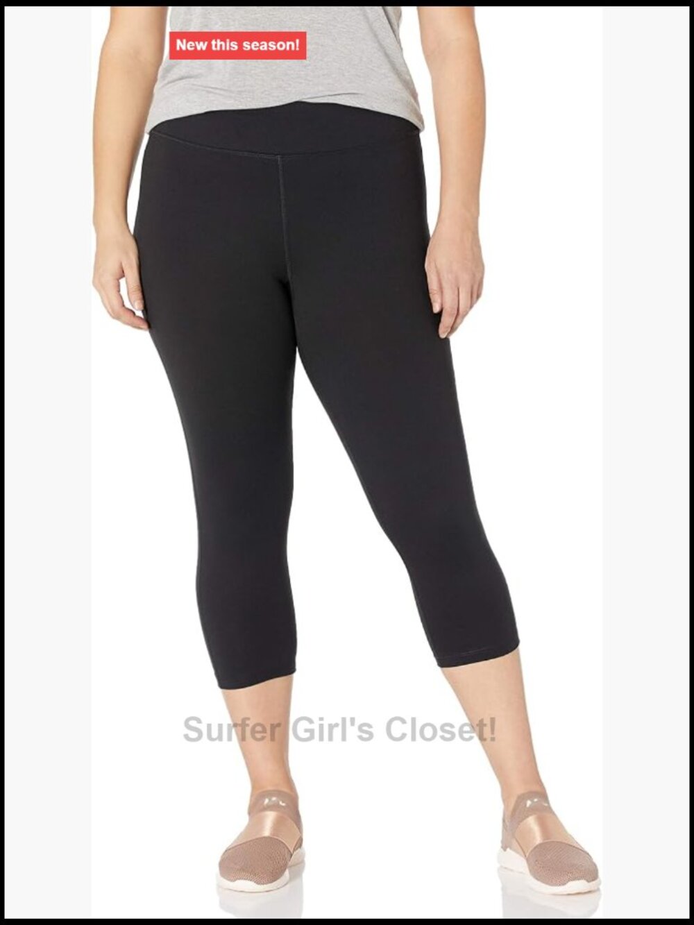 Plus Size Active Stretch Capri Leggings with Wide Waistband - 20" Inseam